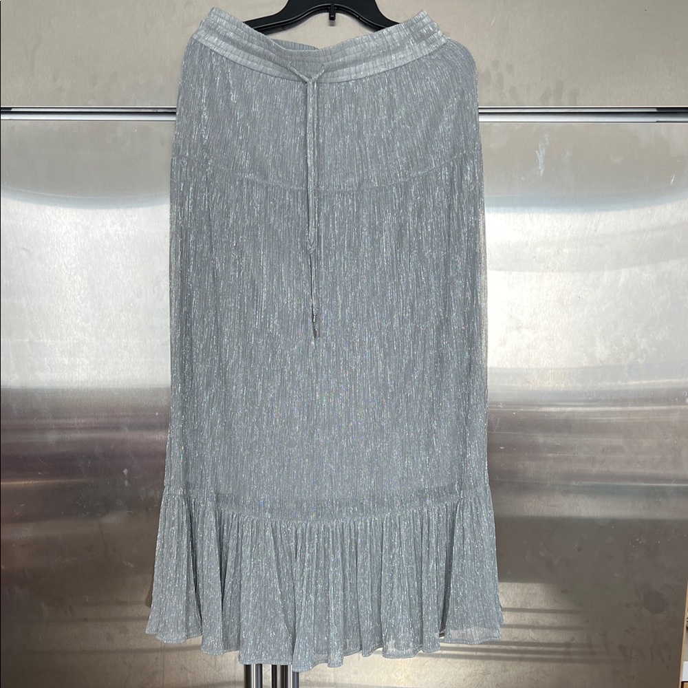 DKNY Metallic Gray Maxi Skirt